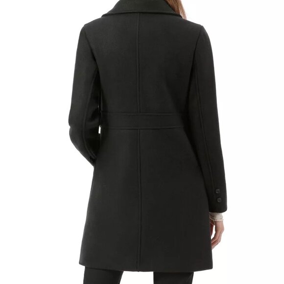 Allegra K Women's Notched Lapel Long Sleeves Double Breasted Mid-Length Coat - Picture 3 of 12